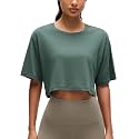 CRZ YOGA Pima Cotton High Neck Crop T-Shirt