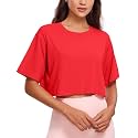 CRZ YOGA Pima Cotton High Neck Crop T-Shirt