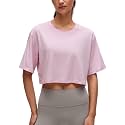 CRZ YOGA Pima Cotton High Neck Crop T-Shirt