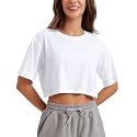 CRZ YOGA Pima Cotton High Neck Crop T-Shirt