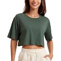 CRZ YOGA Pima Cotton High Neck Crop T-Shirt