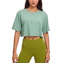 CRZ YOGA Pima Cotton High Neck Crop T-Shirt