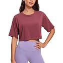 CRZ YOGA Pima Cotton High Neck Crop T-Shirt