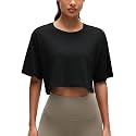 CRZ YOGA Pima Cotton High Neck Crop T-Shirt