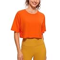 CRZ YOGA Pima Cotton High Neck Crop T-Shirt