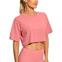 CRZ YOGA Pima Cotton High Neck Crop T-Shirt