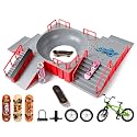 CS COSDDI Fingerboard Park Bowl Set with 3 Skateboards & 1 Finger Bike