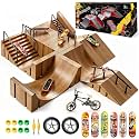 CS COSDDI Wood-Grain Plastic Finger Skate Park, 6 Boards & 1 Finger Bike