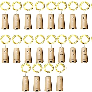 battery powered wine bottle cork copper fairy string lights 20 led 65 ft pack of 20