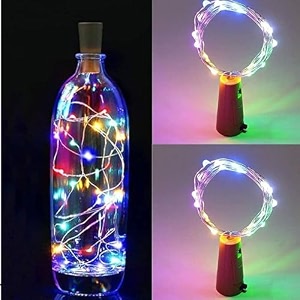 battery powered wine bottle cork copper fairy string lights 20 led 65 ft pack of 2 10 meters