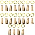 Battery Powered Wine Bottle Cork Copper Fairy String Lights, 20 LED, 6.5 ft (Pack of 20)