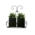 Black Hanging Metal Planter with Stand | Hanging Item | Home Decor Item | Living Room Planter | Decorative Hanging for Garden - Pack of 1