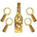 Bottle Lights with Cork, Mini Copper Wire, 20 LED Battery Operated String Decorative Fairy Lights (Pack of 4, Warm White, Prong Base)