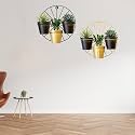 Gold and Black Wheel Hanging Metal Planter | Hanging Item | Home Decor Item | Living Room Planter | Decorative Hanging for Garden - Pack of 2