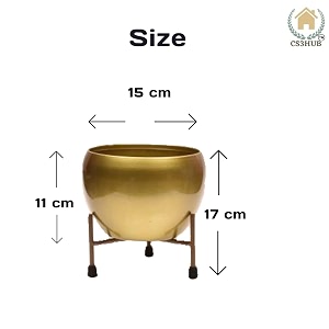 golden metal planter with stand  tabletop item  home decor item  living room planter  decorative vase for garden - pack of 1