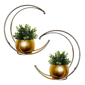 moon metal planter with stand  tabletop item  home decor item  living room planter  decorative vase for garden - pack of 2