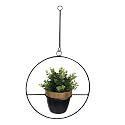 Round Frame Metal Planter With Stand | Hanging Item for Home Decor | Living Room and Garden Decorative Planter - Pack of 1