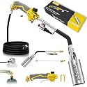 CSA Certified Propane Torch Weed Burner With 12.5-ft Hose Kit, High Output 340,000 BTU Weed Torch with Self Igniter and Turbo Trigger, Long/Short Mode, Dual Fuel Support for Garden, Ice, BBQ