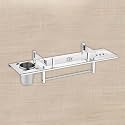 CSI INTERNATIONAL 4-in-1 Stainless Steel Bathroom Shelf Rack | Wall Mounted Organizer with Towel Rod, Soap Dish, Toothbrush Stand &amp; Tumbler Holder | Bathroom Accessories for Home (15 x 5 Inch)