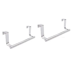 csi international over the cabinet towel bar set of 2  stainless steel cabinet towel holder  no drilling over door towel rack for kitchen amp bathroom  rustproof space-saving towel hanger