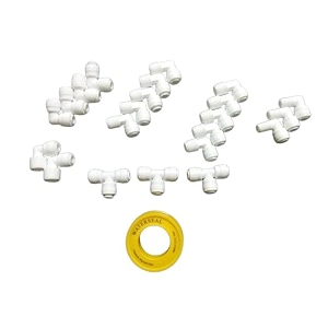 csi international ro water purifier connector pack  23 pcs plastic fittings kit  elbow tee double side push pump amp membrane housing connectors with teflon tape  1434 push fit ro accessories