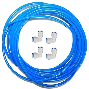 ro water purifier tube kit 14 inch  10 meter blue food grade pipe with 4 push-fit elbow connectors  ro uv uf water filter pipe for purifier refrigerator ice maker aquarium dispenser