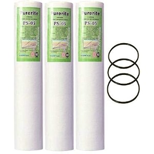 csi international ro pre filter housing o-ring with 3 spun filter cartridges  10 inch  compatible with ro water purifier bowl  replacement kit for ro pre filter housing and o-ring