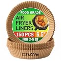 CTIZNE 150Pcs Air Fryer Liners, 6.5" Round Airfryer Liner for most 3-5 QT