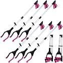 Ctosree 8 Pack 32" Trash Grabber Reacher Tool for Elderly, Foldable Litter Picker Upper, Lightweight Trash Pick up Stick, Long Handy Mobility Aids for Home Garden Arm Extension(Pink)
