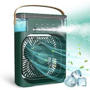 mini air cooler usb desk fan personal evaporative cooler with 7 colors led light 123 h timer 3 wind speeds and 3 spray modes for office home dorm travel