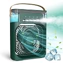 Mini Air Cooler, USB Desk Fan, Personal Evaporative Cooler with 7 Colors LED Light, 1/2/3 H Timer, 3 Wind Speeds and 3 Spray Modes for Office, Home, Dorm, Travel