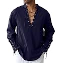 CTU Men's Cotton Shirt Pirate Shirt Medieval Viking Renaissance Costume