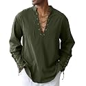 CTU Men's Cotton Shirt Pirate Shirt Medieval Viking Renaissance Costume