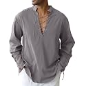 CTU Men's Cotton Shirt Pirate Shirt Medieval Viking Renaissance Costume