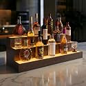 Cubehom Wine Rack LED Liquor Bottle Display Shelf for Home Bar Stand Decor