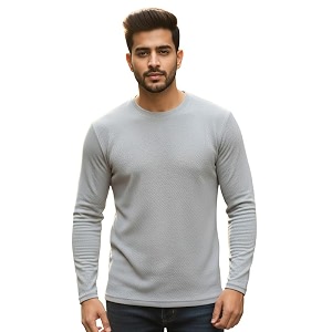 CUBIQ Mens Cotton Blend Solid Slub T-Shirt