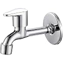 BATHBLISS Cubix Stainless Steel Long Bib Cock with Wall Flange - Pack of 1
