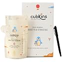 Cubkins Breast Milk Storage Bags 250ml (Pack of 25) | Smart Temperature Indicator | Pre-Sterilized, BPA Free | Leak Proof Double Zipper | One-Way Pour Spout | Self-Standing Freezer Bags with Marker