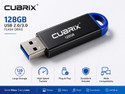 CUBRIX Flash Drive 128GB 128 GB Pen Drive Compatible with Audio Player, Desktop Computer, Gaming Console, Laptop, Mobile, Netbook, Tablet, Television USB 2.0, USB 3.0 Metal Case (Silver)