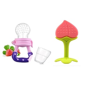 cuckoos infant silicone baby food fruit feeder for babyteether for baby 6-12 monthsbaby teether 6 months babiesteether for 6 to 12 months baby bpa freemulticolor
