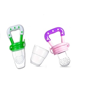 cuckoos baby fruit nibbler and feeder pacifierbaby fruit nipple pack of 2 green amp pink