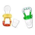 Cuckoos Baby Fruit Nibbler and Feeder Pacifier/Baby Fruit Nipple Pack of 2 (Yellow &amp; Green)