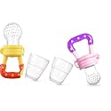 Cuckoos Baby Fruit Nibbler and Feeder Pacifier/Baby Fruit Nipple Pack of 2 (Yellow &amp; Pink)