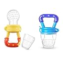 Cuckoos Baby Fruit Nibbler and Feeder Pacifier/Baby Fruit Nipple Pack of 2 (Blue &amp; Yellow)
