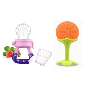 cuckoos infant silicone fruit nibbler and feeder  teether for 6-12 months  bpa free assorted