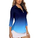 Cucuchy Style Womens Golf Shirt 3/4 Sleeve Quarter Zip Workout Tennis Tops Quick Dry UPF 50+ Shirts