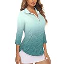 Cucuchy Style Womens Golf Shirt 3/4 Sleeve Quarter Zip Workout Tennis Tops Quick Dry UPF 50+ Shirts