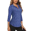 Cucuchy Style Womens Golf Shirt 3/4 Sleeve Quarter Zip Workout Tennis Tops Quick Dry UPF 50+ Shirts