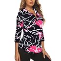 Cucuchy Style Womens Golf Shirt 3/4 Sleeve Quarter Zip Workout Tennis Tops Quick Dry UPF 50+ Shirts