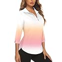 Cucuchy Style Womens Golf Shirt 3/4 Sleeve Quarter Zip Workout Tennis Tops Quick Dry UPF 50+ Shirts